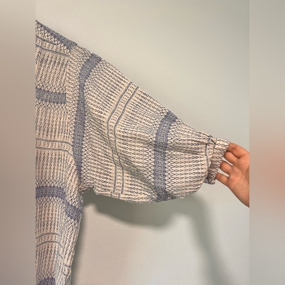 Anthropologie Maeve Yarn Dyed Blue White Boho Button Down Lena Tunic Size XS - Picture 6 of 16